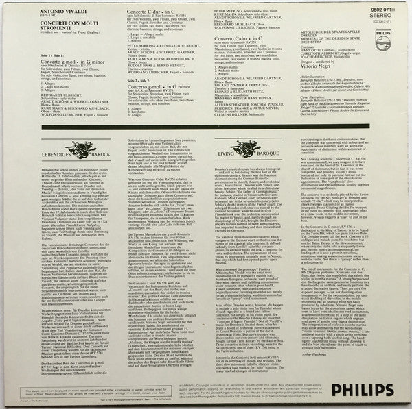 Antonio Vivaldi, Staatskapelle Dresden, Vittorio Negri : Concerti Con Molti Strumenti (LP)
