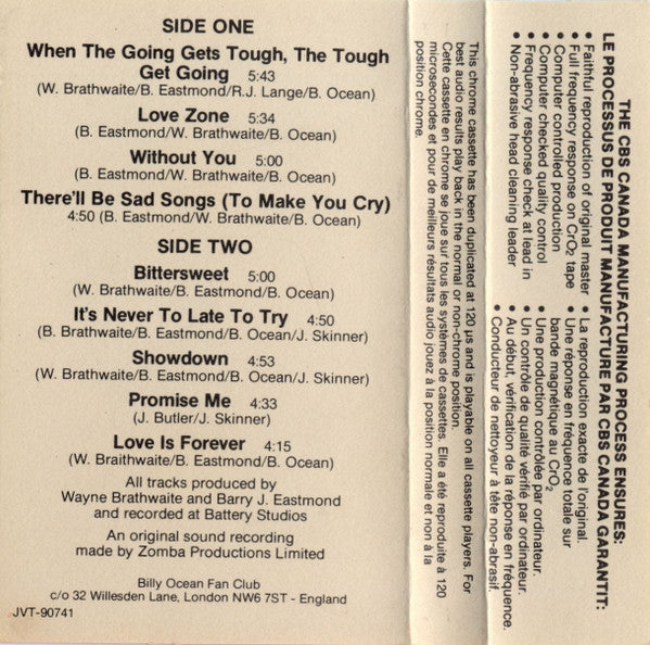Billy Ocean : Love Zone (Cass, Album, Dol)