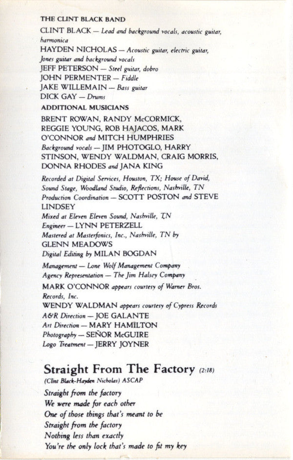 Clint Black : Killin' Time (Cass, Album)