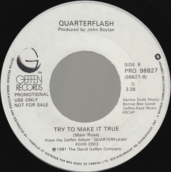 Quarterflash : Critical Times (7", Single, Promo)