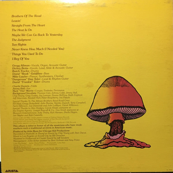 The Allman Brothers Band : Brothers Of The Road (LP, Album)
