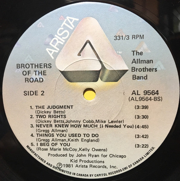 The Allman Brothers Band : Brothers Of The Road (LP, Album)