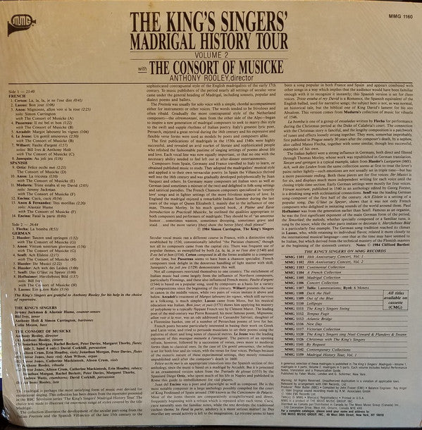 The King's Singers, The Consort Of Musicke, Anthony Rooley : Madrigal History Tour Volume 2 (LP, Album)