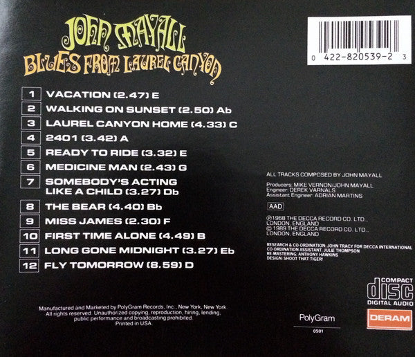 John Mayall : Blues From Laurel Canyon (CD, Album, RE, RM)