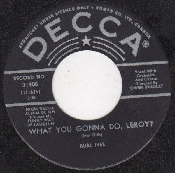 Burl Ives : Call Me Mr. In-Between (7", Single)