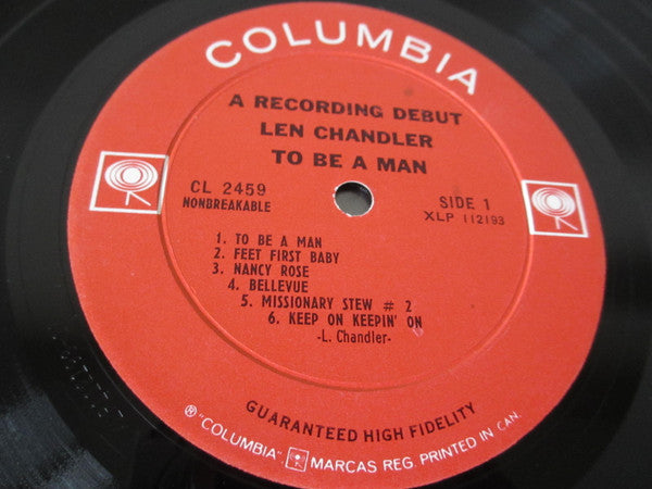 Len Chandler : To Be A Man A Recording Debut (LP, Album, Mono)