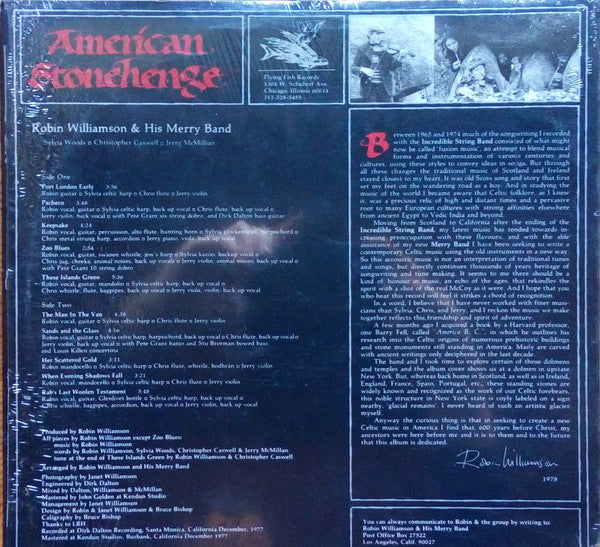 Robin Williamson & His Merry Band : American Stonehenge (LP, Album, All)