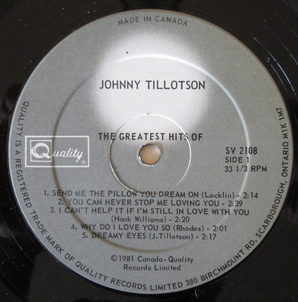 Johnny Tillotson : Greatest Hits (LP, Comp)