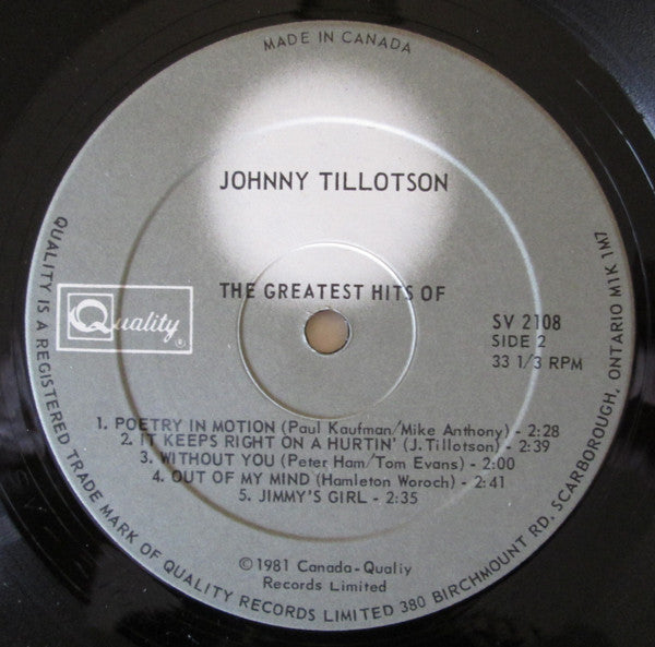 Johnny Tillotson : Greatest Hits (LP, Comp)