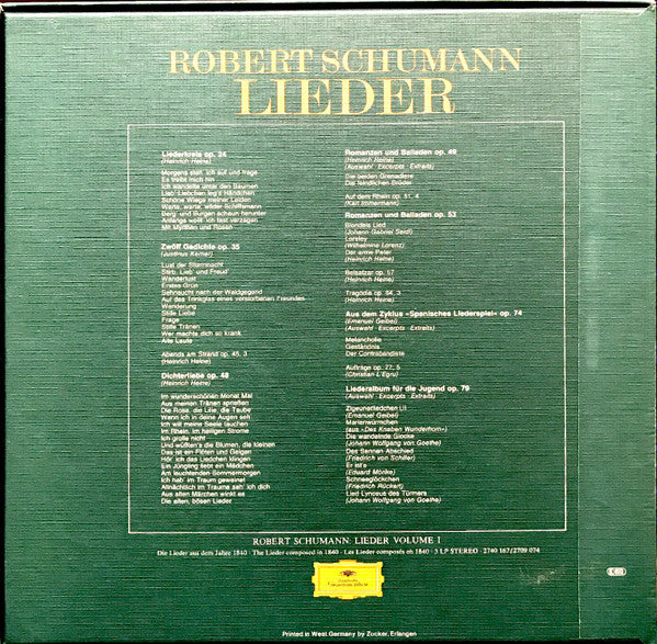 Robert Schumann - Dietrich Fischer-Dieskau, Christoph Eschenbach : Lieder Volume 2 - Nach Gedichten Von . On Poems By . Sur Des Poèmes De Heine ▪ Kerner ▪ Geibel (3xLP + Box)