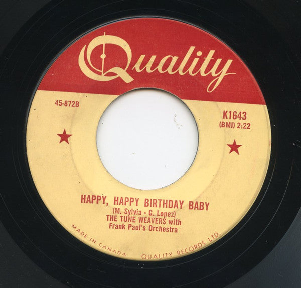 The Tune Weavers With Frank Paul's Orchestra : Happy, Happy Birthday Baby / Ol Man River (7")
