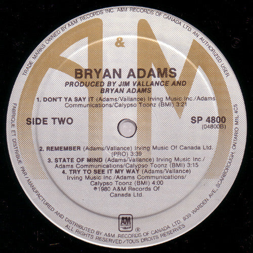 Bryan Adams : Bryan Adams (LP, Album)