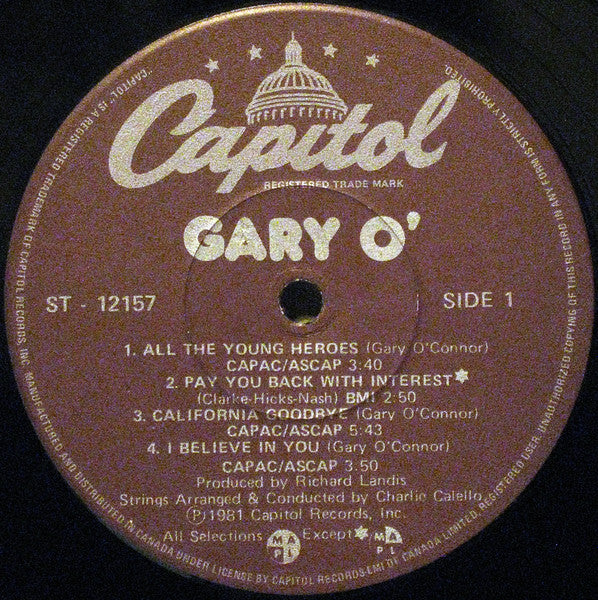 Gary O'Connor : Gary O' (LP, Album)