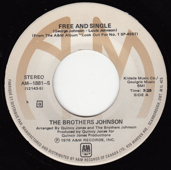 Brothers Johnson : Free And Single (7", Single)