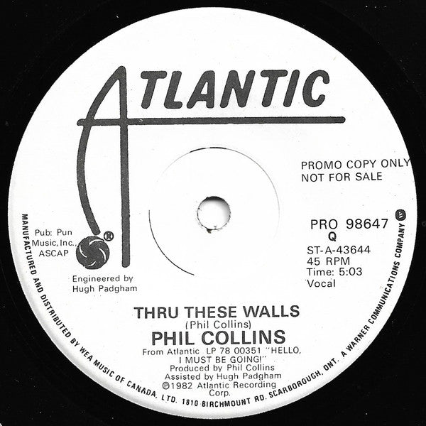 Phil Collins : I Cannot Believe It's True (7", Single, Promo)