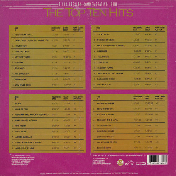 Elvis Presley : The Top Ten Hits (2xLP, Comp, RM, Ind)