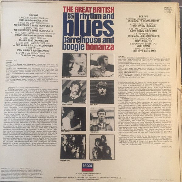 Various : The Great British Rhythm And Blues Barrelhouse And Boogie Bonanza 1962-1968 (LP, Comp, Mono)