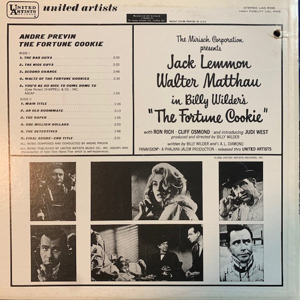 André Previn : The Fortune Cookie: Original Motion Picture Sound Track (LP, Album)