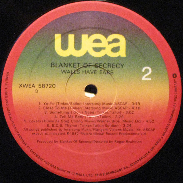 Blanket Of Secrecy : Walls Have Ears (LP, Album)