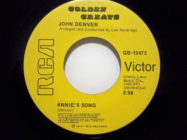 John Denver : Annie's Song / Cool An' Green An' Shady (7", Single, RE)