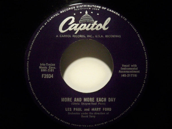 Les Paul & Mary Ford : Small Island / More And More Each Day (7", Single)