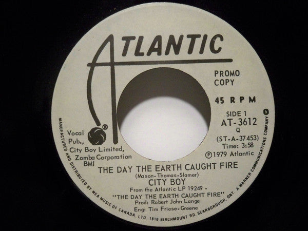 City Boy : The Day The Earth Caught Fire / Ambition (7", Single, Promo)