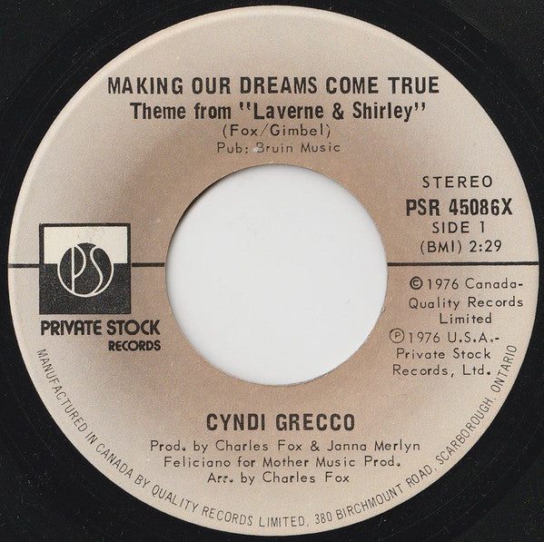 Cyndi Grecco : Making Our Dreams Come True (7", Single)
