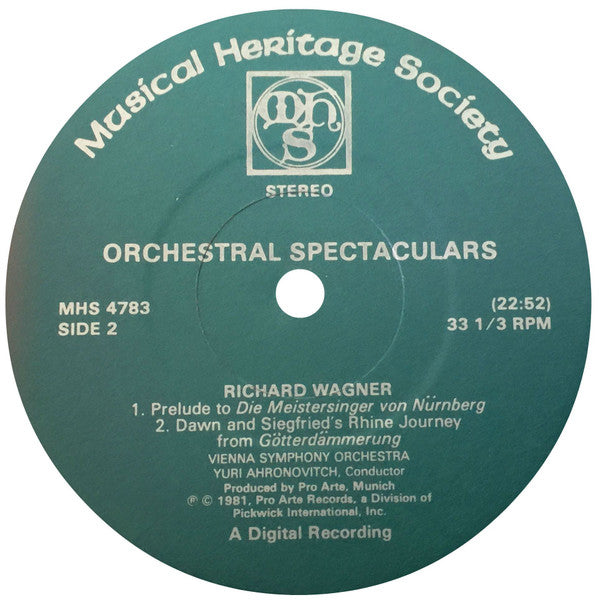 Wiener Symphoniker, Yuri Ahronovitch : Orchestral Spectaculars - Works By Tchaikovsky, Brahms, Wagner, Dvořák, Liszt, Others (2xLP)