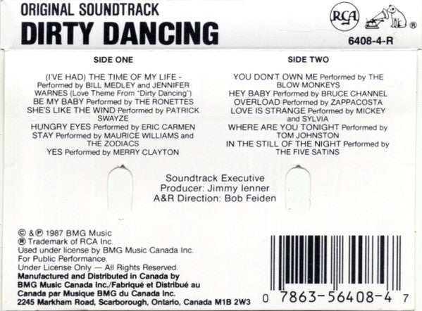 Various : Dirty Dancing (Original Soundtrack From The Vestron Motion Picture) (Cass, Album, Comp, Dol)