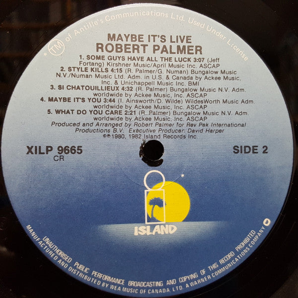 Robert Palmer : Maybe It's Live (LP, Album)