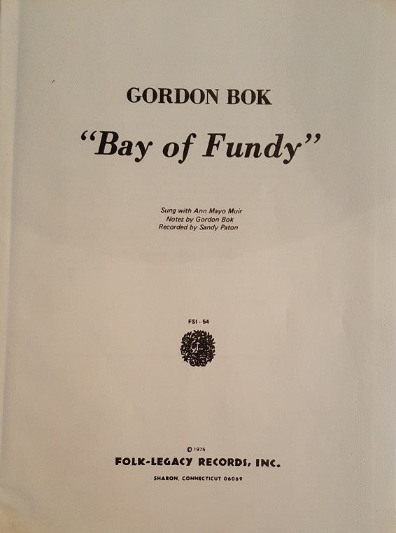 Gordon Bok : Bay Of Fundy (LP, Album, RE, Eur)