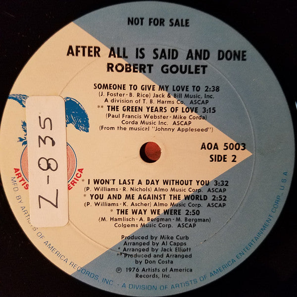 Robert Goulet : After All Is Said And Done (LP, Album, Promo)