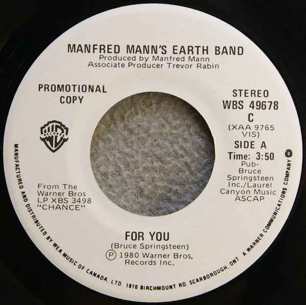 Manfred Mann's Earth Band : For You (7", Single, Promo)