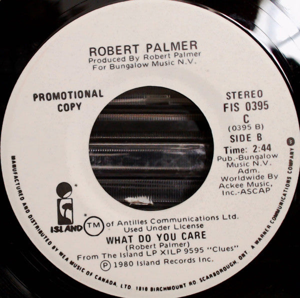 Robert Palmer : Not A Second Time (7", Single, Promo)