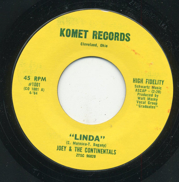 Joey & The Continentals : Linda / Will Love Ever Come My Way (7", Styrene)