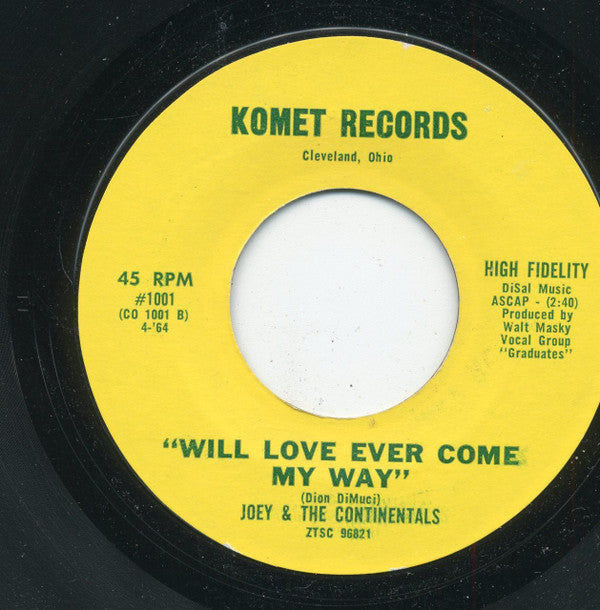 Joey & The Continentals : Linda / Will Love Ever Come My Way (7", Styrene)