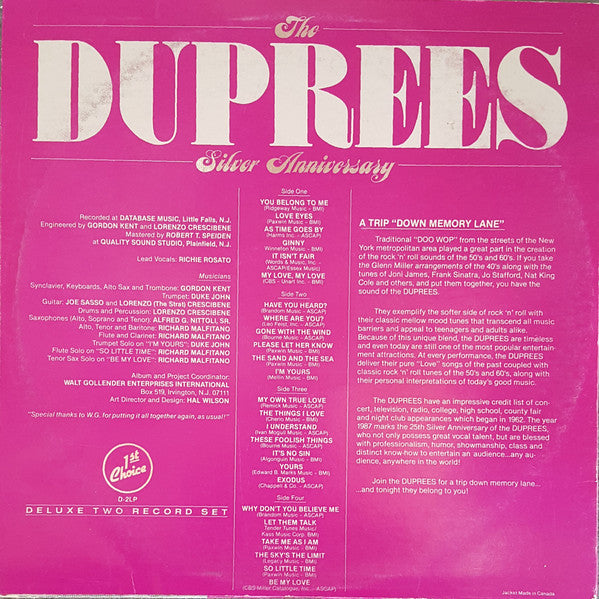 The Duprees : Silver Anniversary (2xLP, Comp)