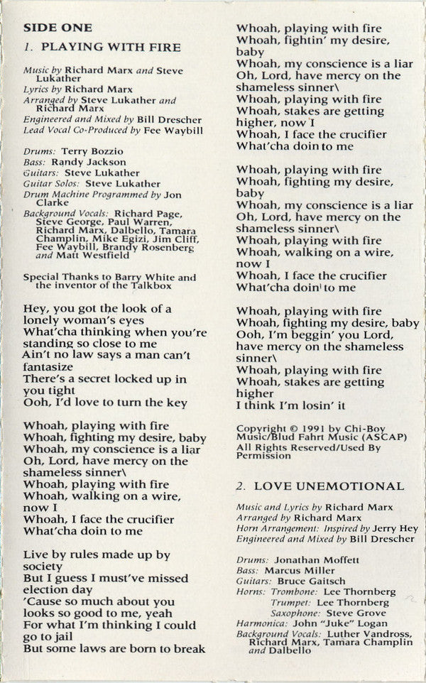 Richard Marx : Rush Street (Cass, Album, Club, Dol)