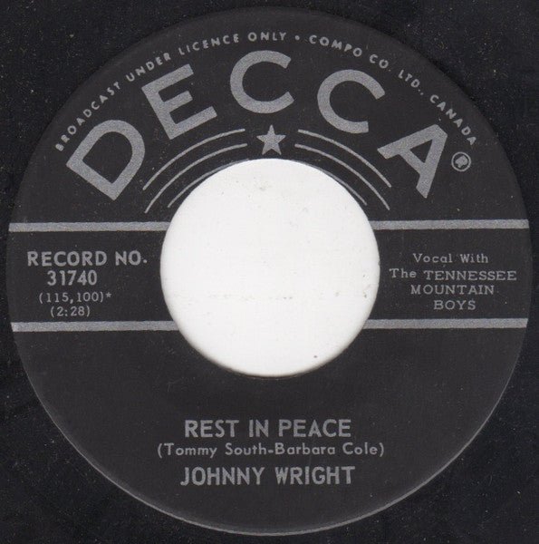 Johnny Wright (2) : Blame It On The Moonlight (7", Single)