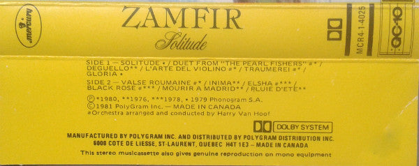 Gheorghe Zamfir : Solitude (Cass)