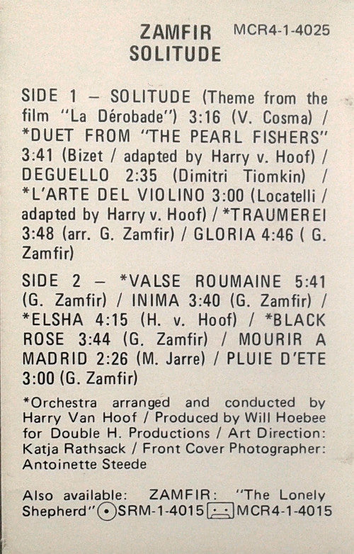 Gheorghe Zamfir : Solitude (Cass)