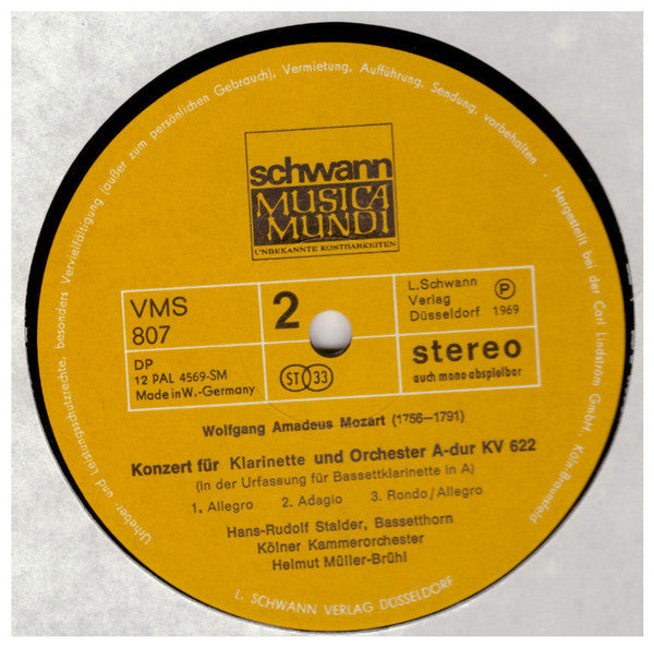 François Devienne, Wolfgang Amadeus Mozart, Kölner Kammerorchester, Helmut Müller-Brühl : Konzert Für Fagott Und Orchester B-dur, Konzert Für Klarinette Und Orchester A-dur KV 622 (LP)