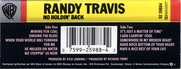 Randy Travis : No Holdin' Back (Cass, Album, Dol)