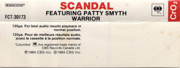 Scandal (4) Featuring Patty Smyth : Warrior (Cass, Album, CrO)