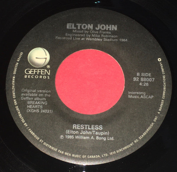Elton John : Nikita (7", Single)