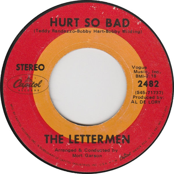 The Lettermen : Hurt So Bad (7", Single, Scr)