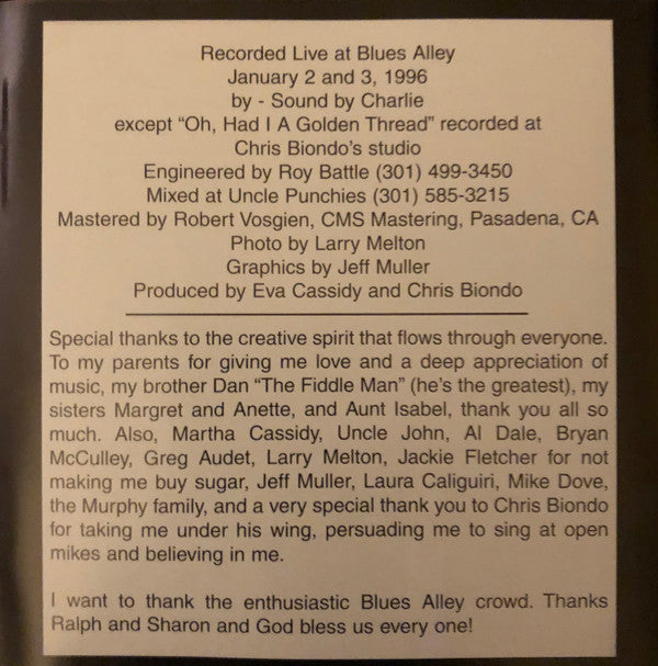 Eva Cassidy : Live At Blues Alley (CD, Album, RE)