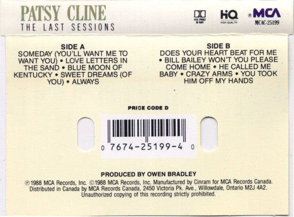 Patsy Cline : The Last Sessions (Cass, Album, Dol)