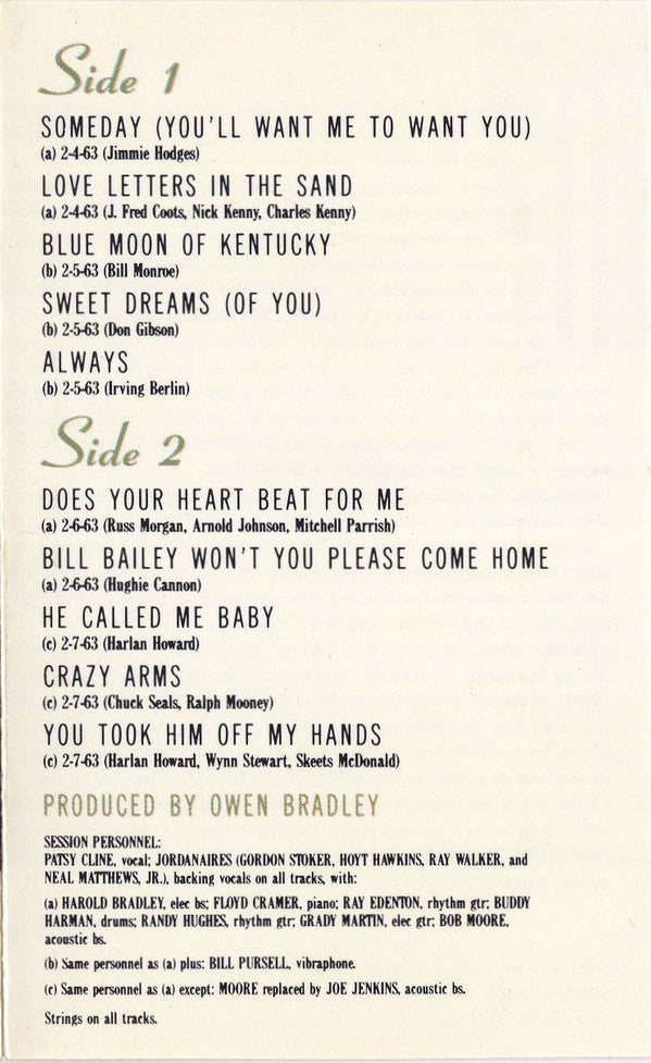 Patsy Cline : The Last Sessions (Cass, Album, Dol)