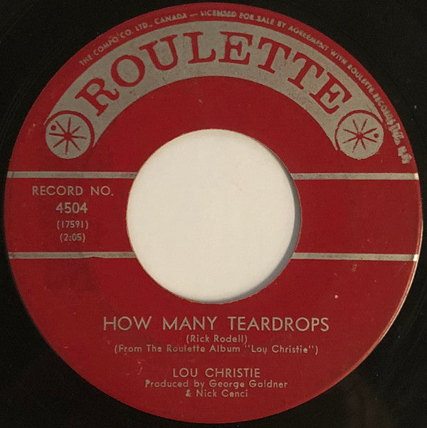 Lou Christie : How Many Teardrops (7")